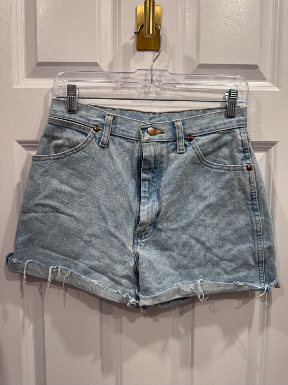 Wrangler Cowboy Cut Off Jeans Light Blue High-Rise Denim Shorts 100% cotton
